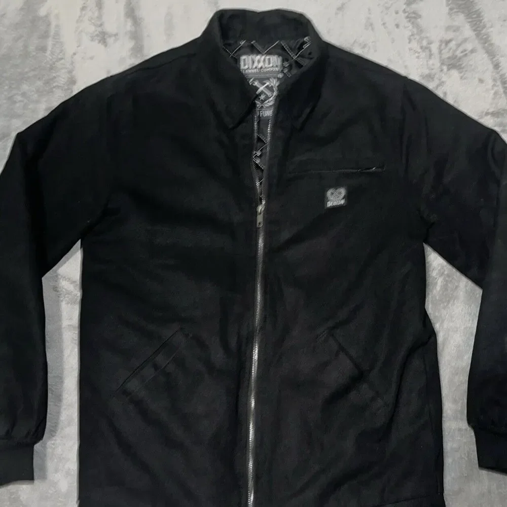 Dixxon Flannel Jacket Men's Size Small Full Zip Quilted‎ Lined Solid Black EUC